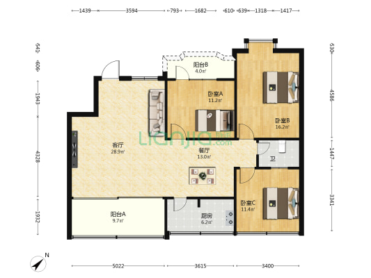 兴达公寓 3室2厅1卫 92平方