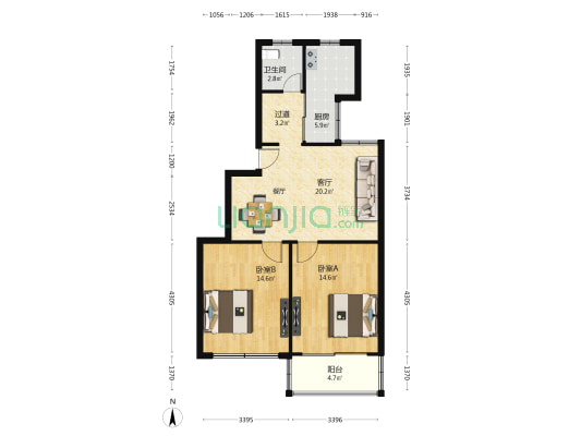 锦美苑 2室1厅1卫 80平方