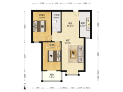 满二，两居室，集中供暖，采光好，优质房源！-涿州水岸花城户型图