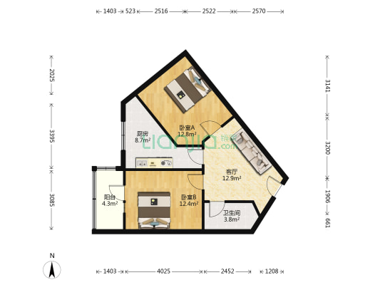 永和新里 2室1厅1卫 62平方