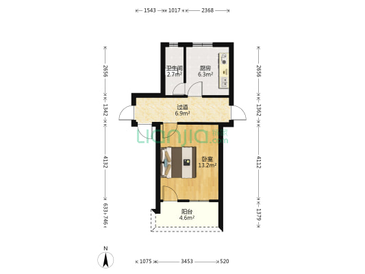 江滨西路 1室0厅1卫 53平方