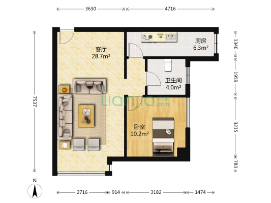 云峰大厦 1室1厅1卫 76平方