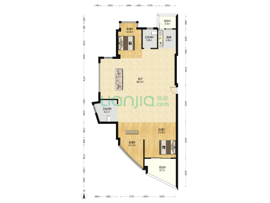 东都花园 3室1厅2卫 162平方