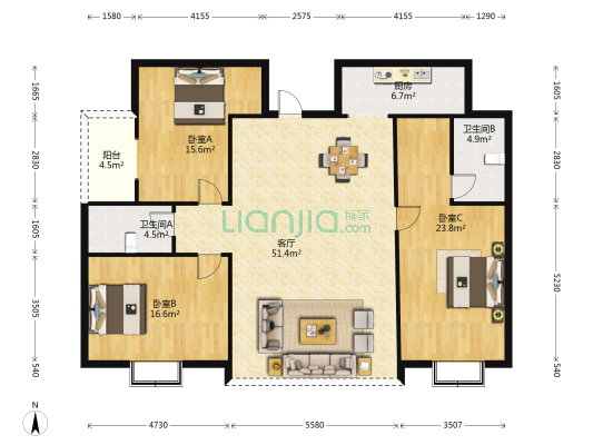 金水湾一期 3室1厅2卫 228平方