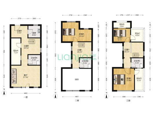 鑫苑·藏龙首府 3室1厅3卫 129平方