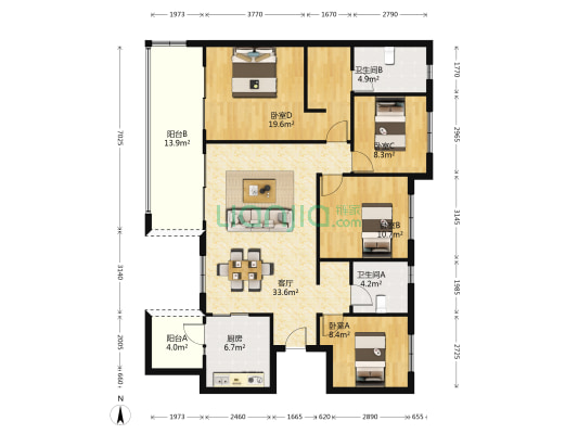恒大天府城邦 4室1厅2卫 138平方