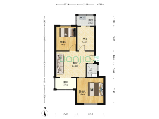 大洪桥文明楼 2室1厅1卫 60平方