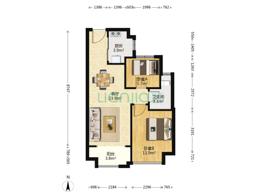 华润悦景湾 2室1厅1卫 78平方