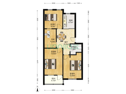 东小桥弄散盘 4室1厅1卫 73平方