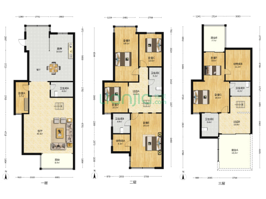 五凤山名居 7室1厅5卫 214平方