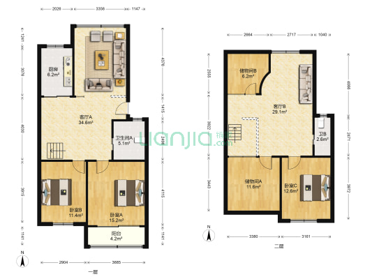 谢家小区 3室2厅2卫 133平方