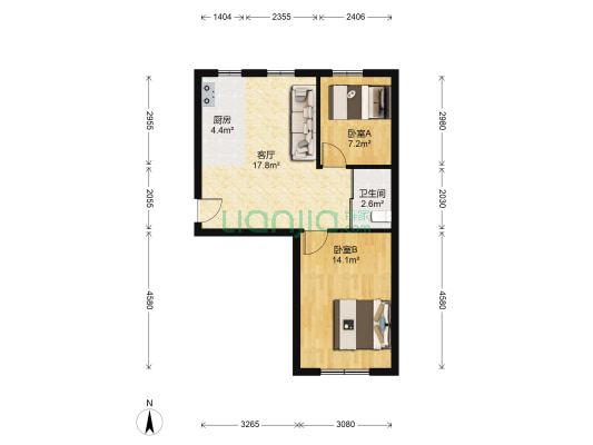 3535小区 2室1厅1卫 65平方