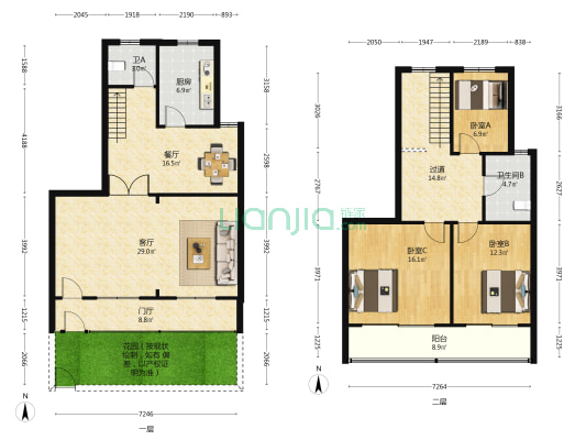固城湖花园 3室2厅2卫 136平方