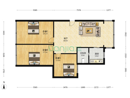 兴隆东巷5号 3室1厅1卫 131平方