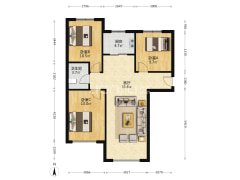 精装未住 南北通透三居 带独立的防火门满五唯一-涿州K2狮子城南区户型图