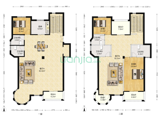 皇家丽景吴江七都 3室2厅5卫 239平方