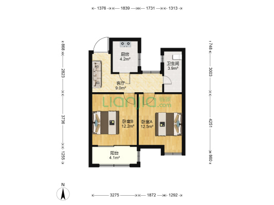 上坊新城 2室1厅1卫 66平方