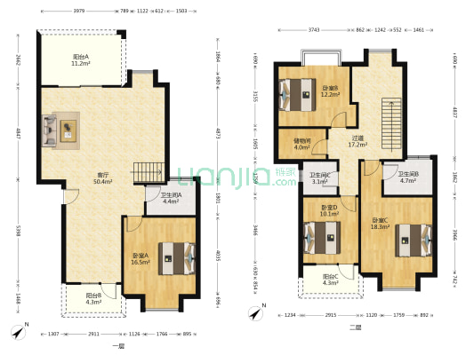 漫草园二期 4室1厅3卫 186平方