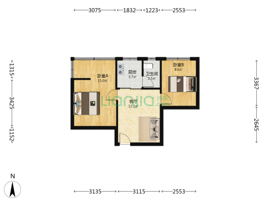 致祥路85号 2室1厅1卫 51平方