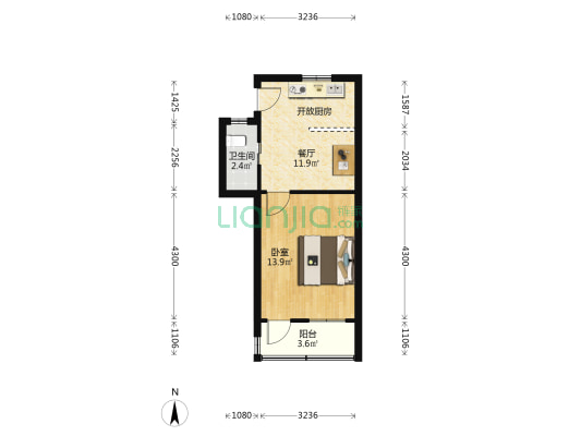康定路949号 1室1厅1卫 40平方