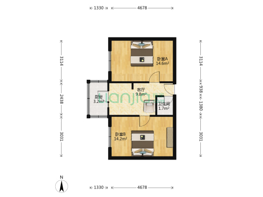 环江里 2室1厅1卫 58平方