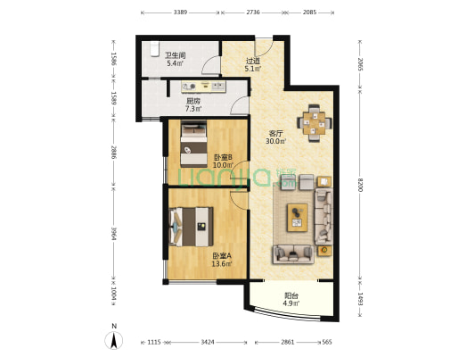 翠屏龙苑 2室1厅1卫 106平方