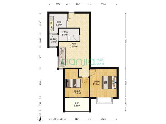 香港财富广场财富公馆 2室1厅2卫 70平方