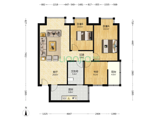 金鑫苑 3室1厅1卫 93平方