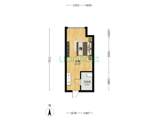 华润大厦 1室0厅1卫 36平方