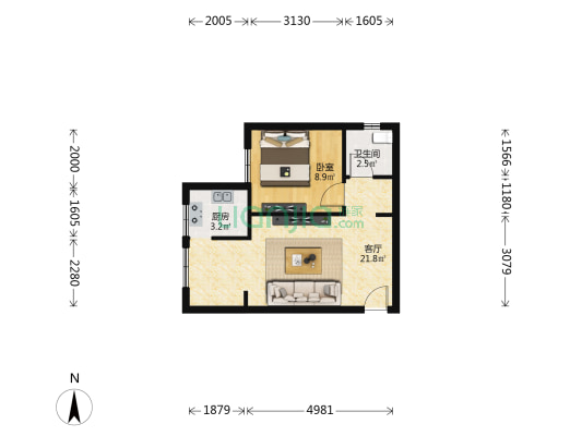 西山路雅山新天地单身公寓可按揭 随时看房-户型图