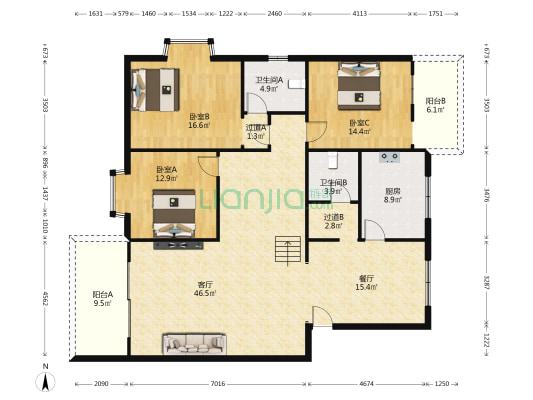 电信小区 3室2厅2卫 158平方