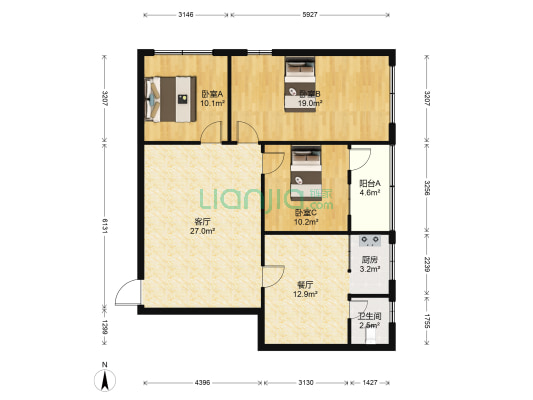 马皇庙巷86号 3室2厅1卫 83平方