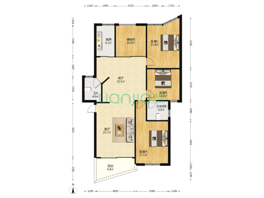 路苑 3室2厅2卫 140平方