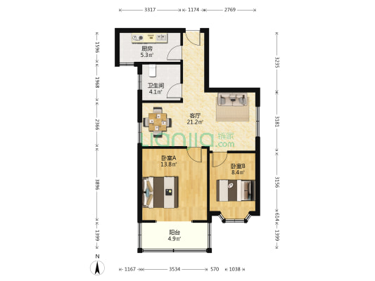 日晖新城 2室1厅1卫 79平方