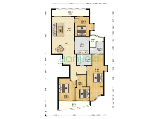 三盛•巴厘岛 4室1厅2卫 158平方