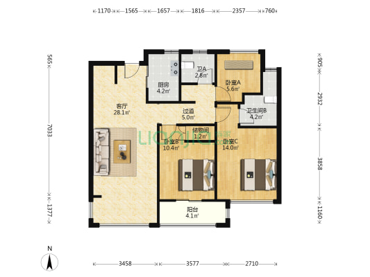 中梁瑞祥首府 3室1厅2卫 89平方