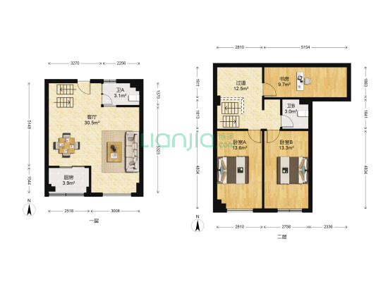香溢泛亚国际 3室1厅2卫 58平方