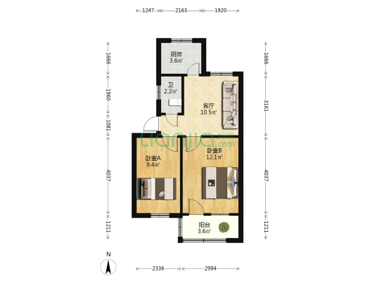 许昌市人民医院家属院 2室1厅1卫 52平方
