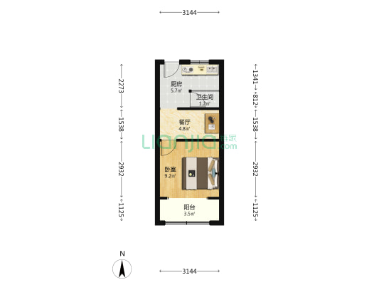 南昌路185号 1室1厅1卫 31平方