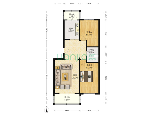 文化中心 2室1厅1卫 94平方