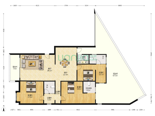 美地芳邻 3室2厅3卫 135平方