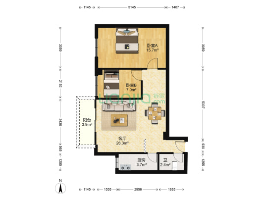 裕兴苑 2室1厅1卫 73平方