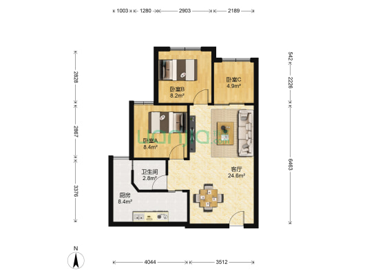 宫和西香郡 3室1厅1卫 70平方
