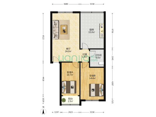 文进小区 2室1厅1卫 90平方