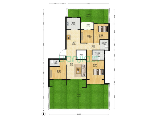 碧源月湖瑞园 4室2厅3卫 137平方