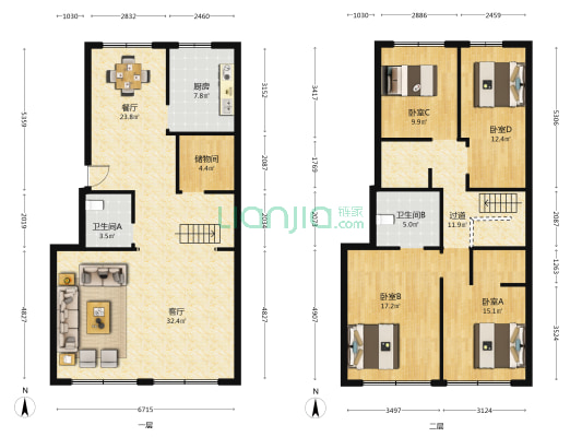 中顺碧水园 4室2厅2卫 188平方