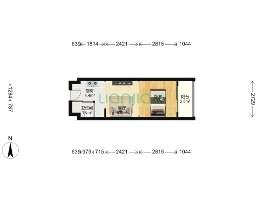 金叶缇香小区爱尚 1室1厅1卫 31平方