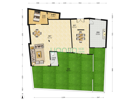 角里 1室2厅1卫 214平方