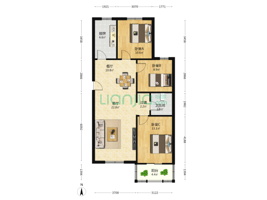 溢香园酒厂生活区 3室2厅1卫 105平方