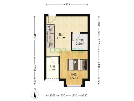 聚豪庭 1室1厅1卫 40平方